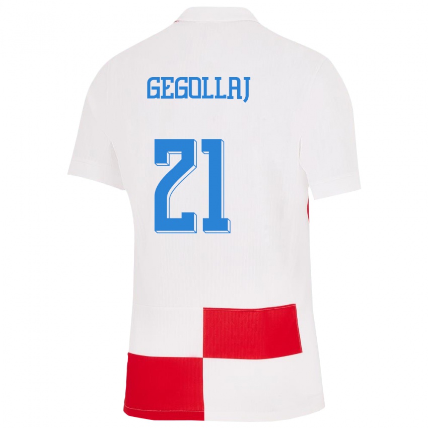 Kinder Kroatien Fatjesa Gegollaj #21 Weiß Rot Heimtrikot Trikot 24-26 T-Shirt Österreich