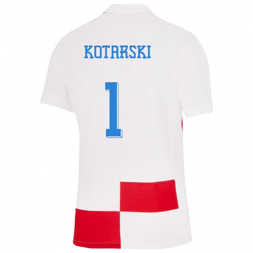 Kinder Kroatien Dominik Kotarski #1 Weiß Rot Heimtrikot Trikot 24-26 T-Shirt Österreich