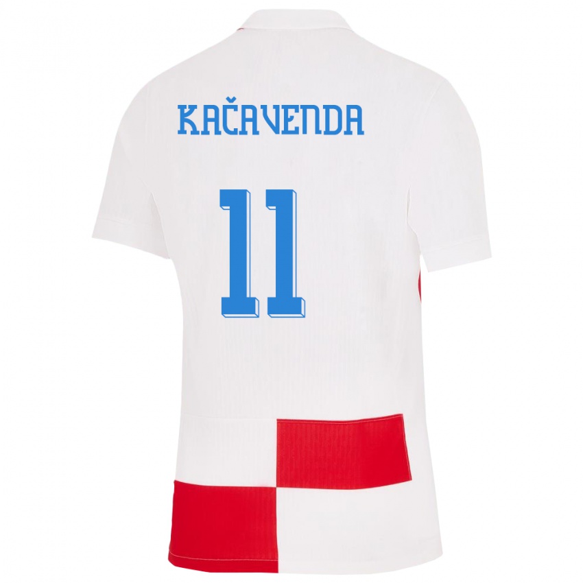 Kinder Kroatien Lukas Kacavenda #11 Weiß Rot Heimtrikot Trikot 24-26 T-Shirt Österreich