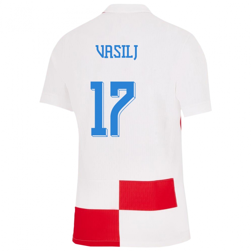 Kinder Kroatien Jakov Anton Vasilj #17 Weiß Rot Heimtrikot Trikot 24-26 T-Shirt Österreich
