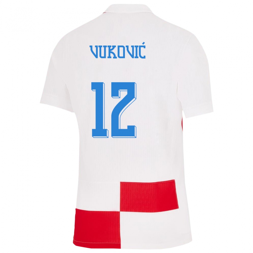 Kinder Kroatien Ante Vukovic #12 Weiß Rot Heimtrikot Trikot 24-26 T-Shirt Österreich