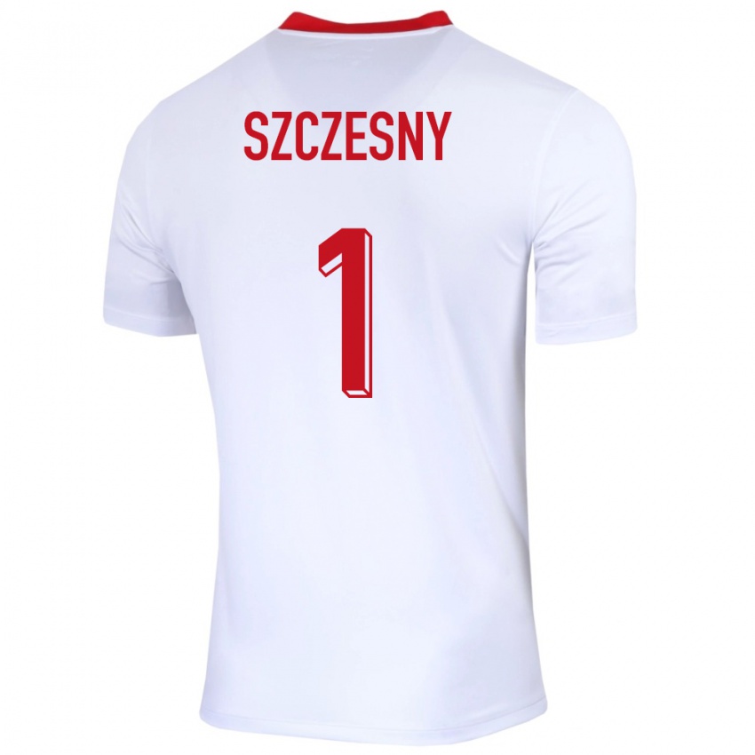 Kinder Polen Wojciech Szczesny #1 Weiß Heimtrikot Trikot 24-26 T-Shirt Österreich