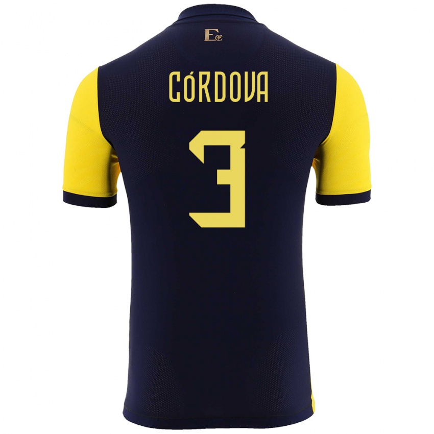 Kinder Ecuador Luis Cordova #3 Gelb Heimtrikot Trikot 24-26 T-Shirt Österreich