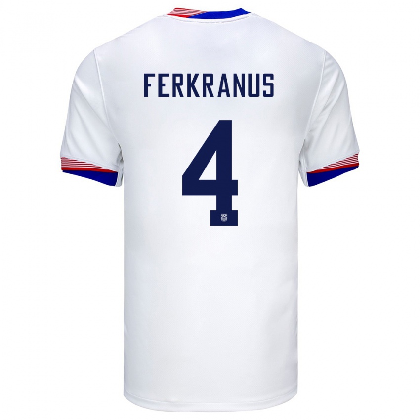 Kinder Vereinigte Staaten Marcus Ferkranus #4 Weiß Heimtrikot Trikot 24-26 T-Shirt Österreich
