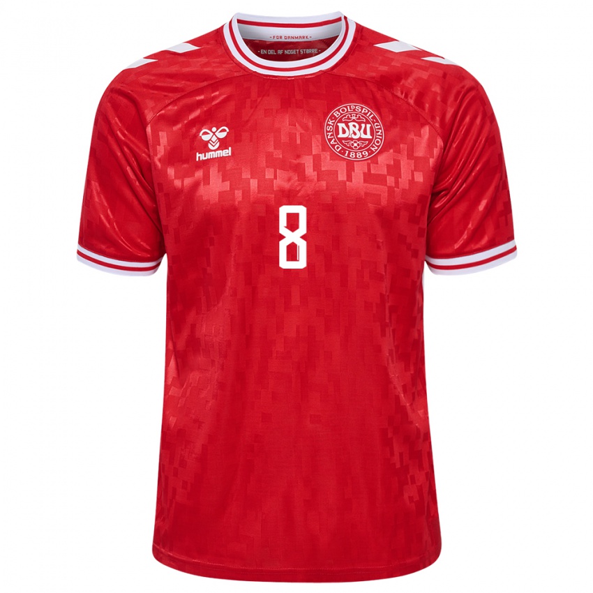 Kinder Dänemark Filip Bundgaard #8 Rot Heimtrikot Trikot 24-26 T-Shirt Österreich