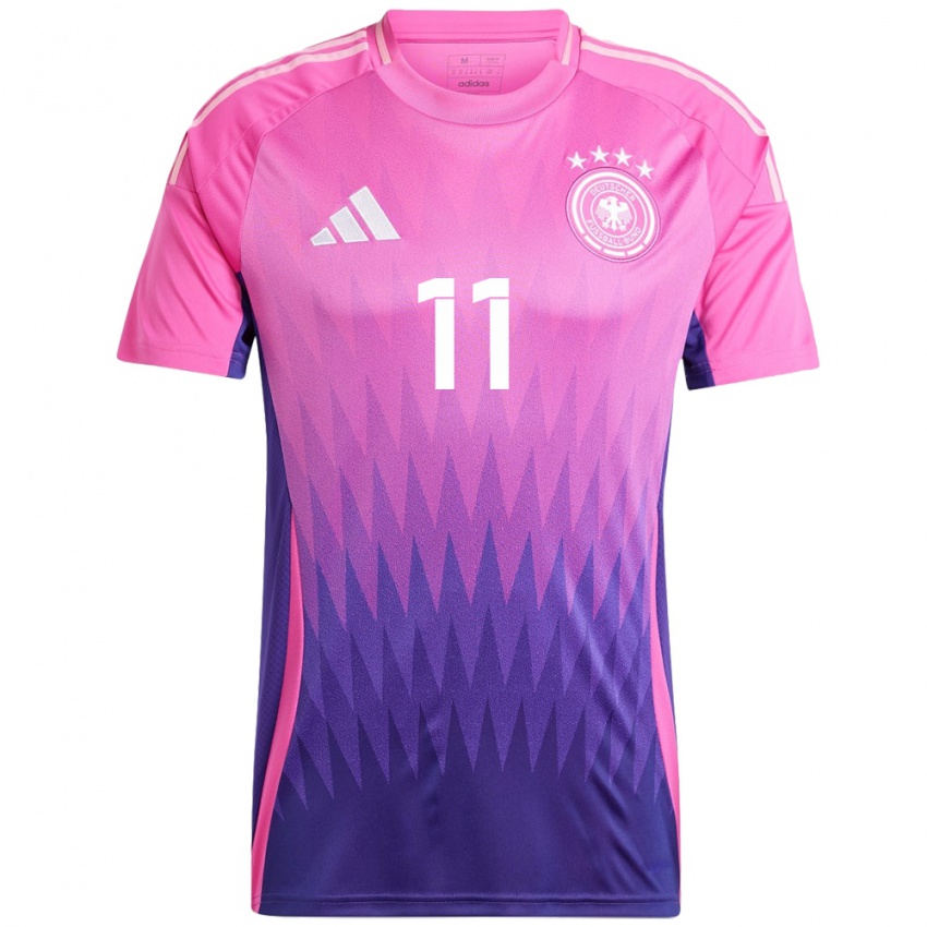 Kinder Deutschland Lukas Nmecha #11 Pink Lila Auswärtstrikot Trikot 24-26 T-Shirt Österreich