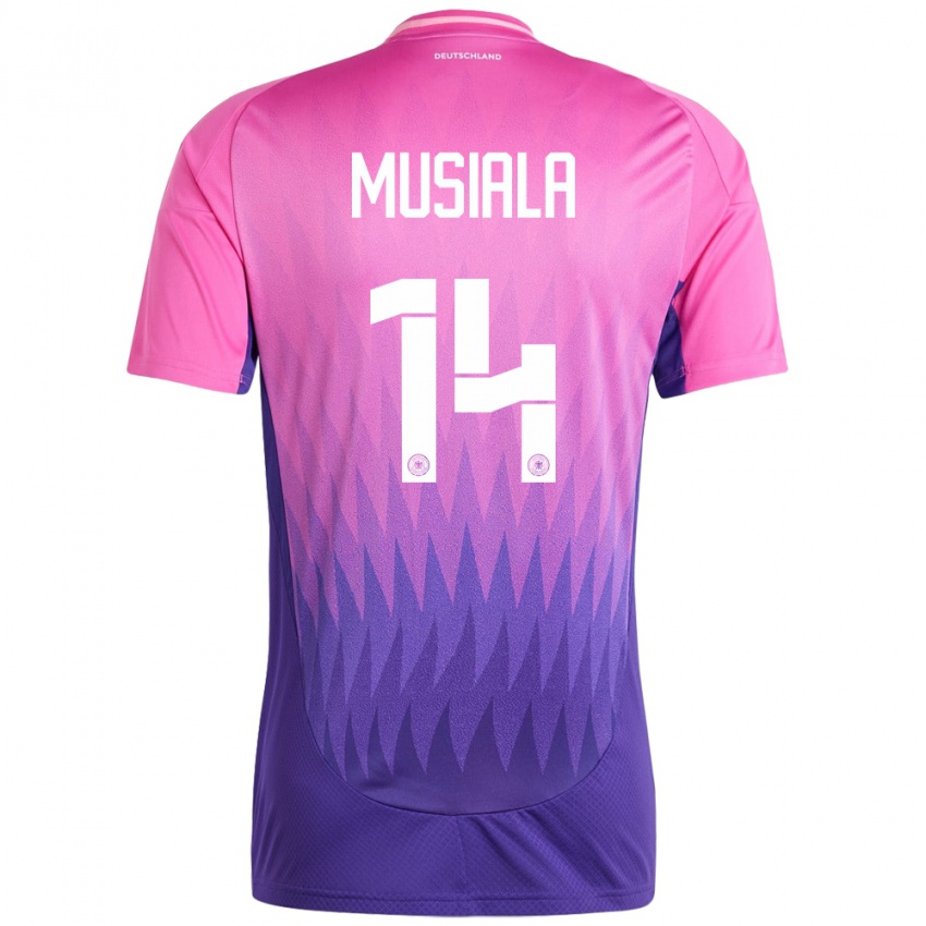 Kinder Deutschland Jamal Musiala #14 Pink Lila Auswärtstrikot Trikot 24-26 T-Shirt Österreich