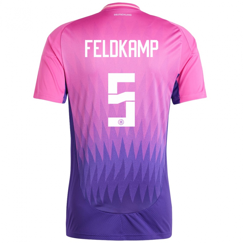 Kinder Deutschland Jana Feldkamp #5 Pink Lila Auswärtstrikot Trikot 24-26 T-Shirt Österreich