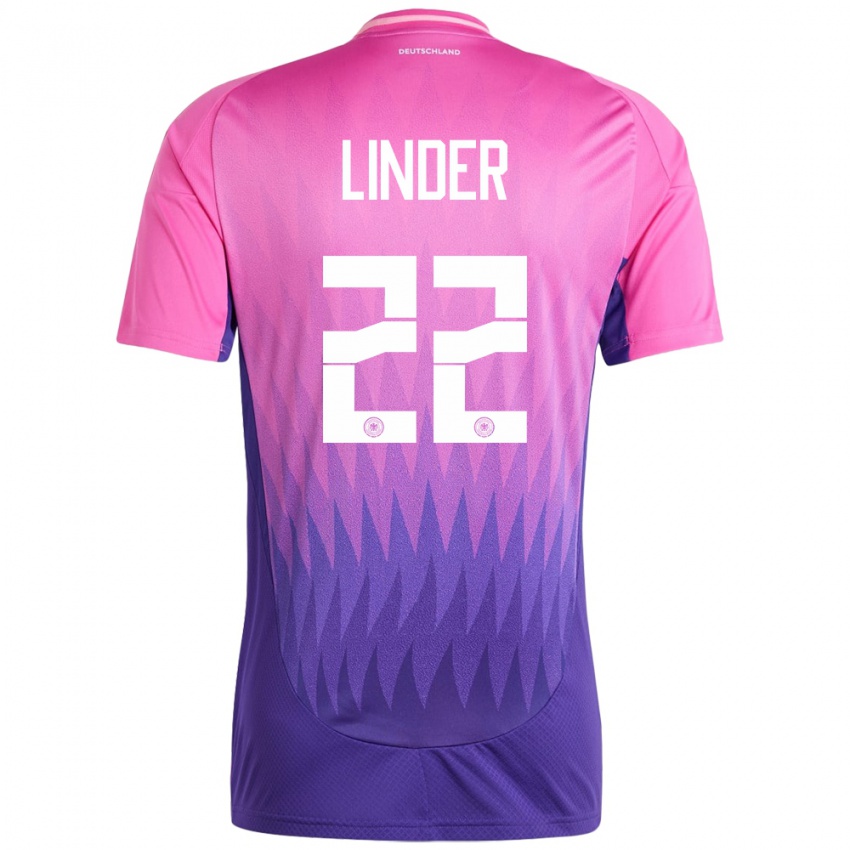 Kinder Deutschland Sarai Linder #22 Pink Lila Auswärtstrikot Trikot 24-26 T-Shirt Österreich