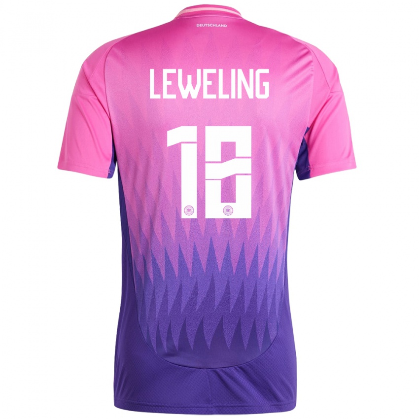 Kinder Deutschland Jamie Leweling #18 Pink Lila Auswärtstrikot Trikot 24-26 T-Shirt Österreich
