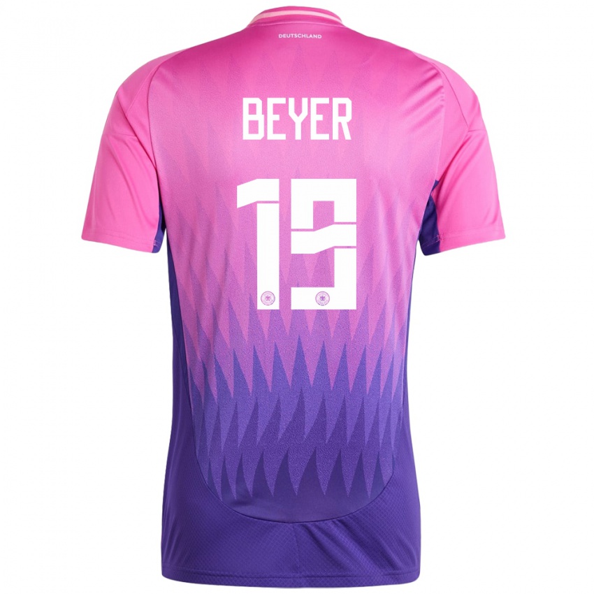 Kinder Deutschland Jordan Beyer #19 Pink Lila Auswärtstrikot Trikot 24-26 T-Shirt Österreich