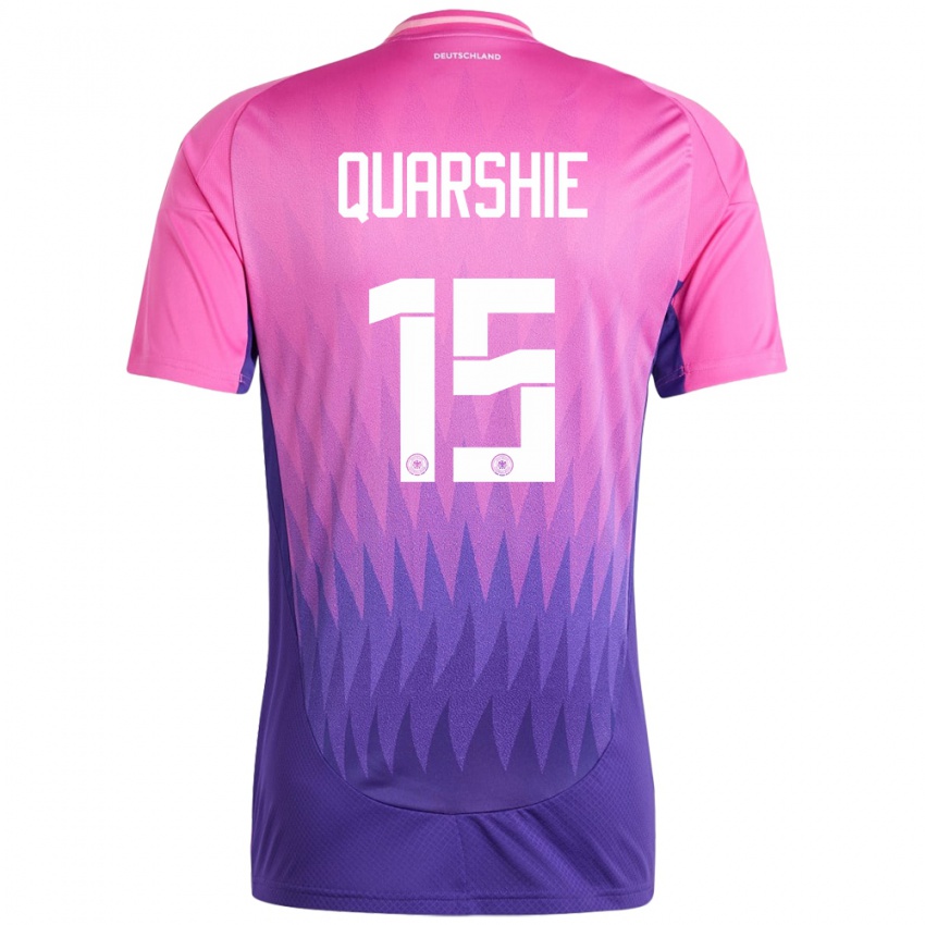 Kinder Deutschland Joshua Quarshie #15 Pink Lila Auswärtstrikot Trikot 24-26 T-Shirt Österreich