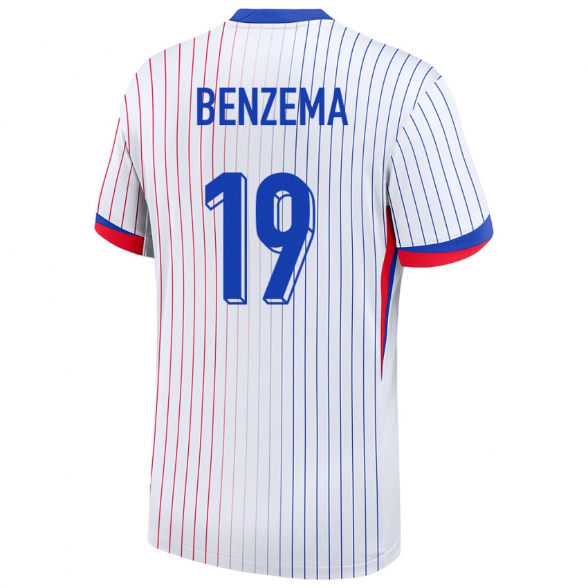 Kinder Frankreich Karim Benzema #19 Weiß Auswärtstrikot Trikot 24-26 T-Shirt Österreich
