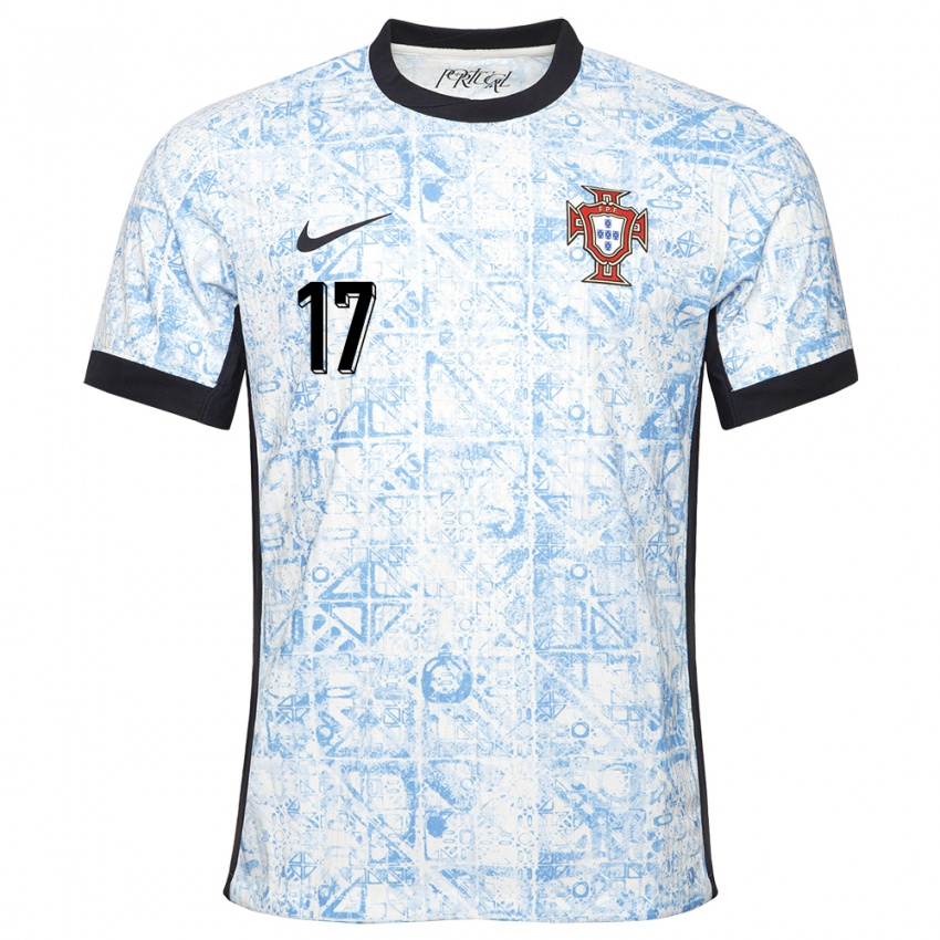 Kinder Portugal Goncalo Moreira #17 Cremeblau Auswärtstrikot Trikot 24-26 T-Shirt Österreich