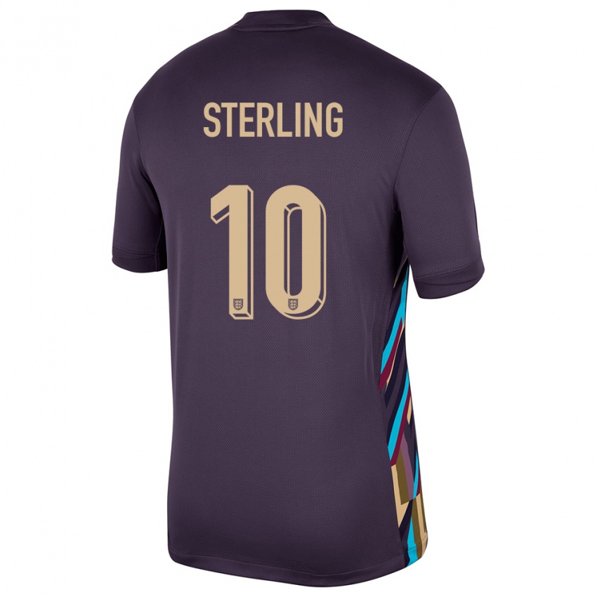 Kinder England Raheem Sterling #10 Dunkle Rosine Auswärtstrikot Trikot 24-26 T-Shirt Österreich