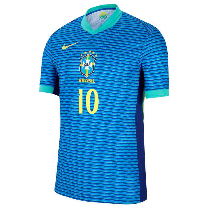 Kinder Brasilien Neymar #10 Blau Auswärtstrikot Trikot 24-26 T-Shirt Österreich