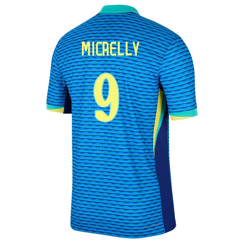 Kinder Brasilien Micaelly #9 Blau Auswärtstrikot Trikot 24-26 T-Shirt Österreich
