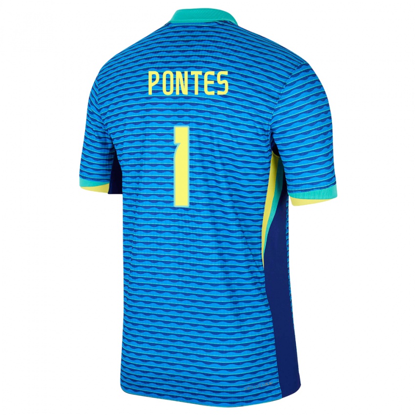 Kinder Brasilien Mycael Pontes #1 Blau Auswärtstrikot Trikot 24-26 T-Shirt Österreich