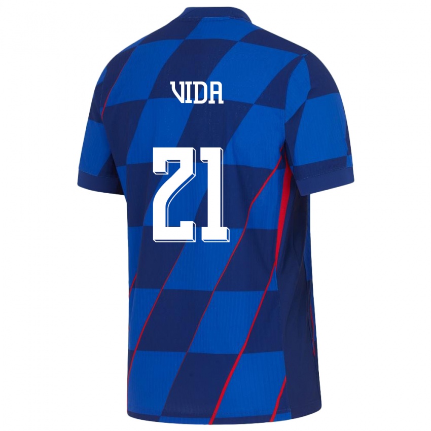 Kinder Kroatien Domagoj Vida #21 Blau Auswärtstrikot Trikot 24-26 T-Shirt Österreich