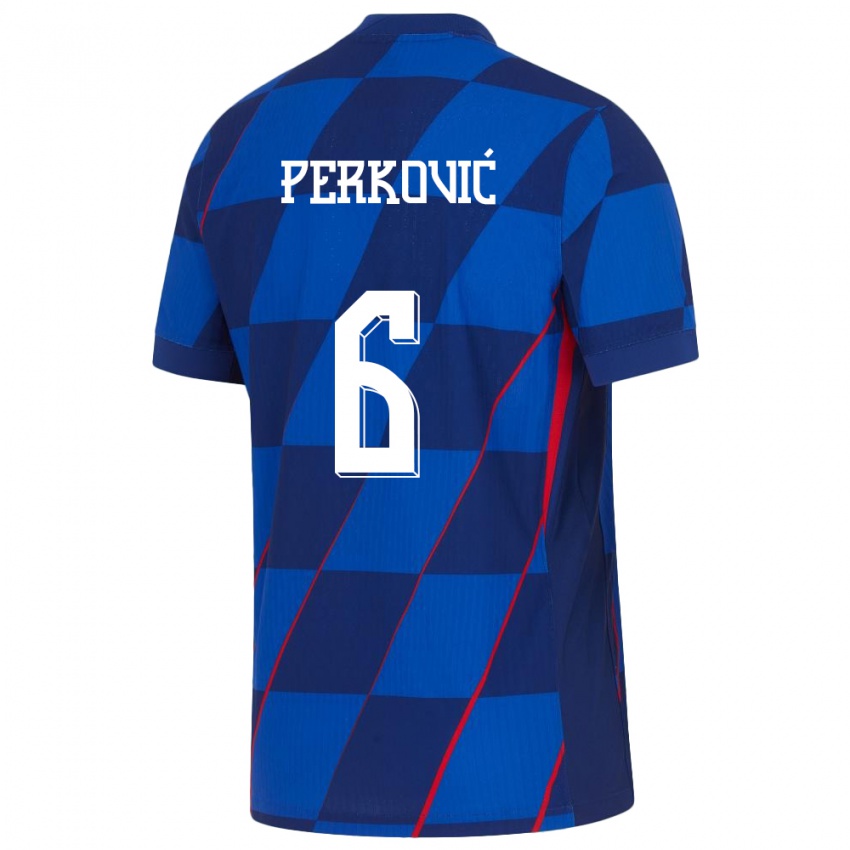 Kinder Kroatien Mauro Perkovic #6 Blau Auswärtstrikot Trikot 24-26 T-Shirt Österreich