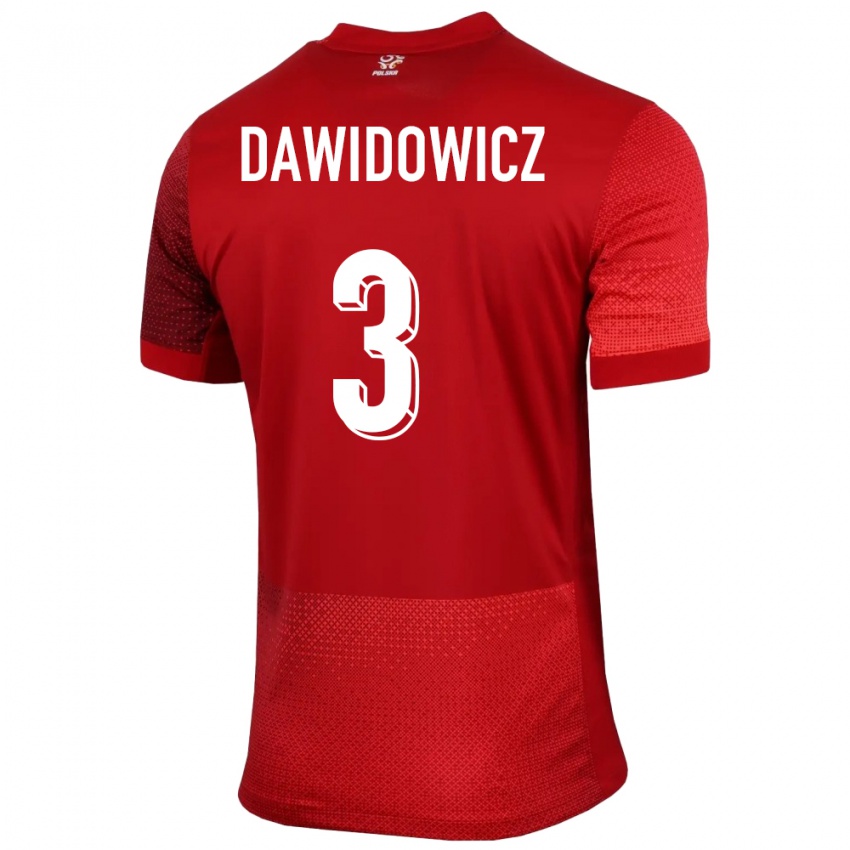 Kinder Polen Pawel Dawidowicz #3 Rot Auswärtstrikot Trikot 24-26 T-Shirt Österreich