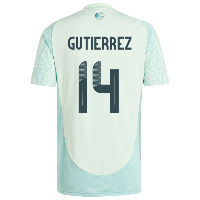 Kinder Mexiko Erick Gutierrez #14 Leinengrün Auswärtstrikot Trikot 24-26 T-Shirt Österreich