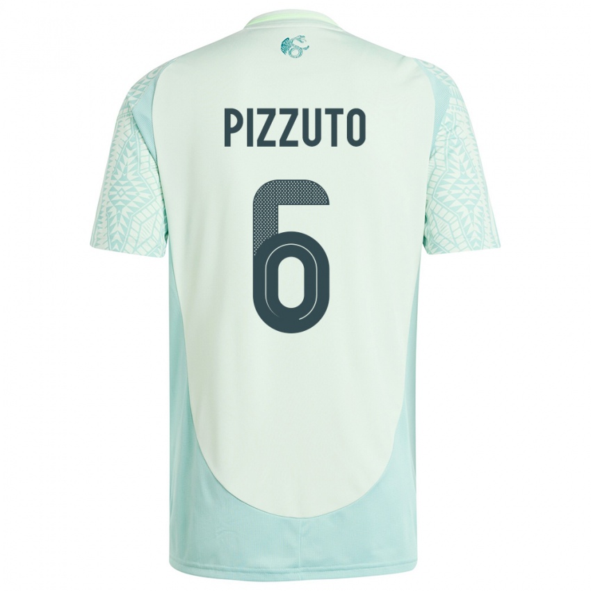 Kinder Mexiko Eugenio Pizzuto #6 Leinengrün Auswärtstrikot Trikot 24-26 T-Shirt Österreich
