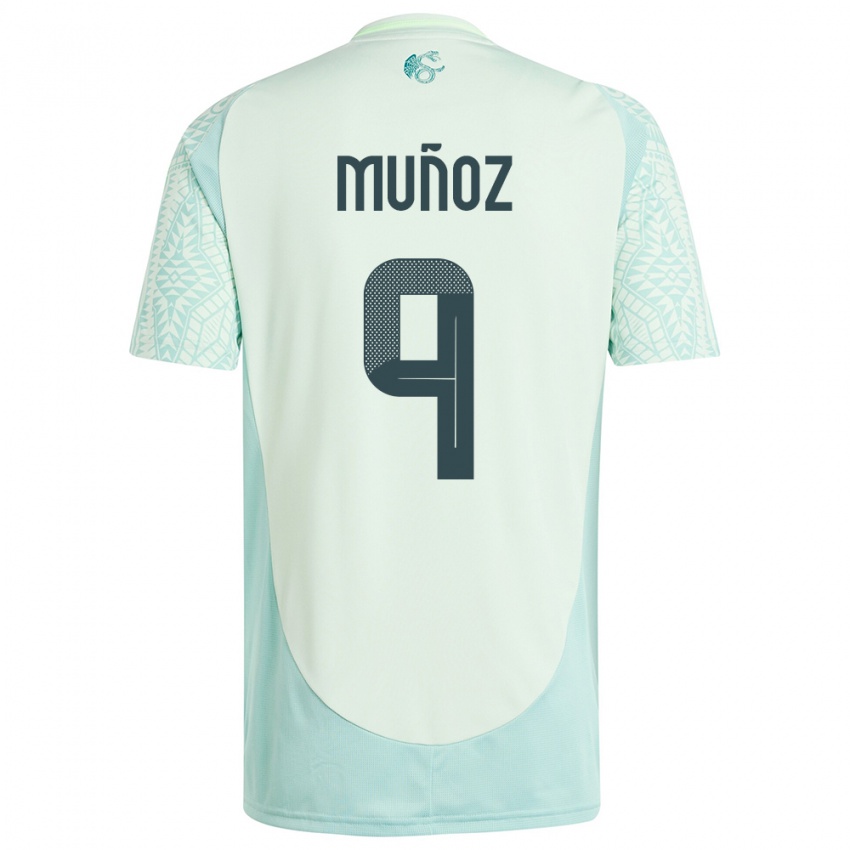 Kinder Mexiko Santiago Munoz #9 Leinengrün Auswärtstrikot Trikot 24-26 T-Shirt Österreich