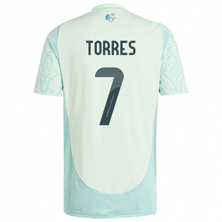 Kinder Mexiko Christian Torres #7 Leinengrün Auswärtstrikot Trikot 24-26 T-Shirt Österreich