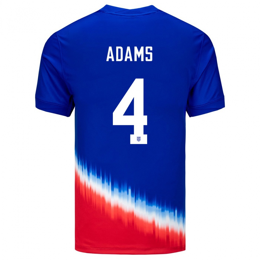Kinder Vereinigte Staaten Tyler Adams #4 Blau Auswärtstrikot Trikot 24-26 T-Shirt Österreich