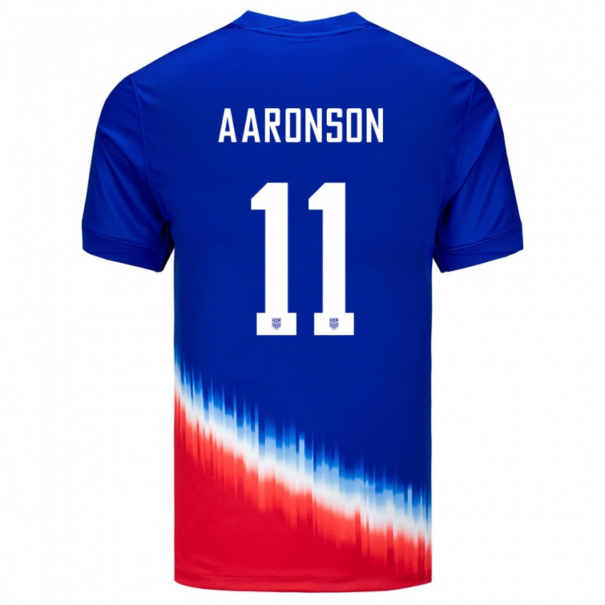 Kinder Vereinigte Staaten Brenden Aaronson #11 Blau Auswärtstrikot Trikot 24-26 T-Shirt Österreich