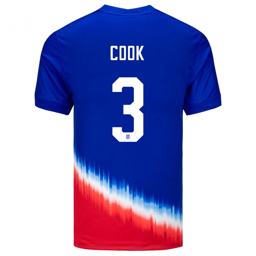 Kinder Vereinigte Staaten Alana Cook #3 Blau Auswärtstrikot Trikot 24-26 T-Shirt Österreich