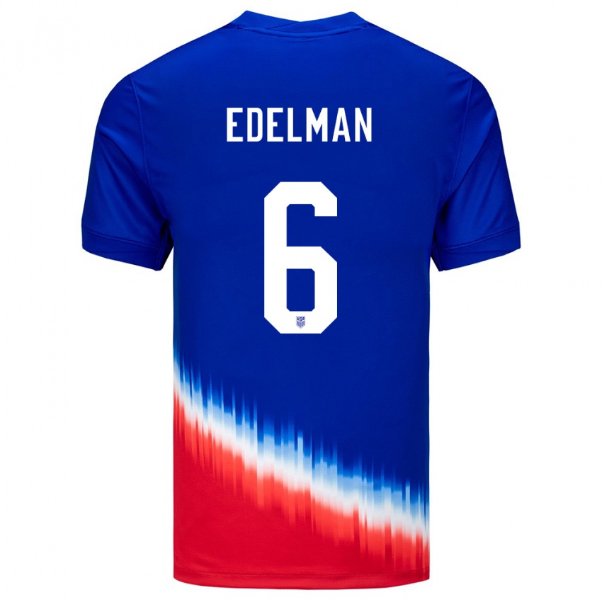 Kinder Vereinigte Staaten Daniel Edelman #6 Blau Auswärtstrikot Trikot 24-26 T-Shirt Österreich