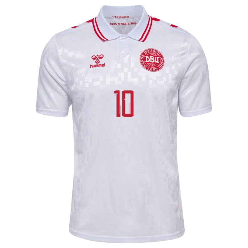 Kinder Dänemark Christian Eriksen #10 Weiß Auswärtstrikot Trikot 24-26 T-Shirt Österreich