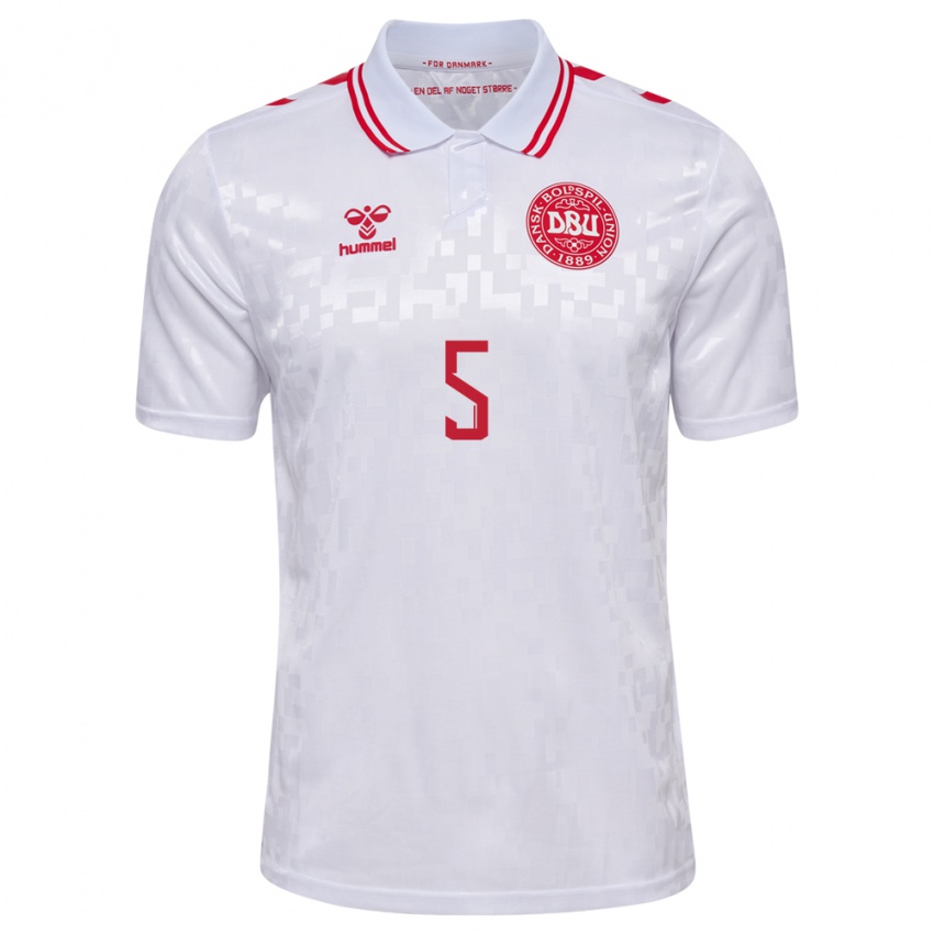 Kinder Dänemark Mathias Ross #5 Weiß Auswärtstrikot Trikot 24-26 T-Shirt Österreich