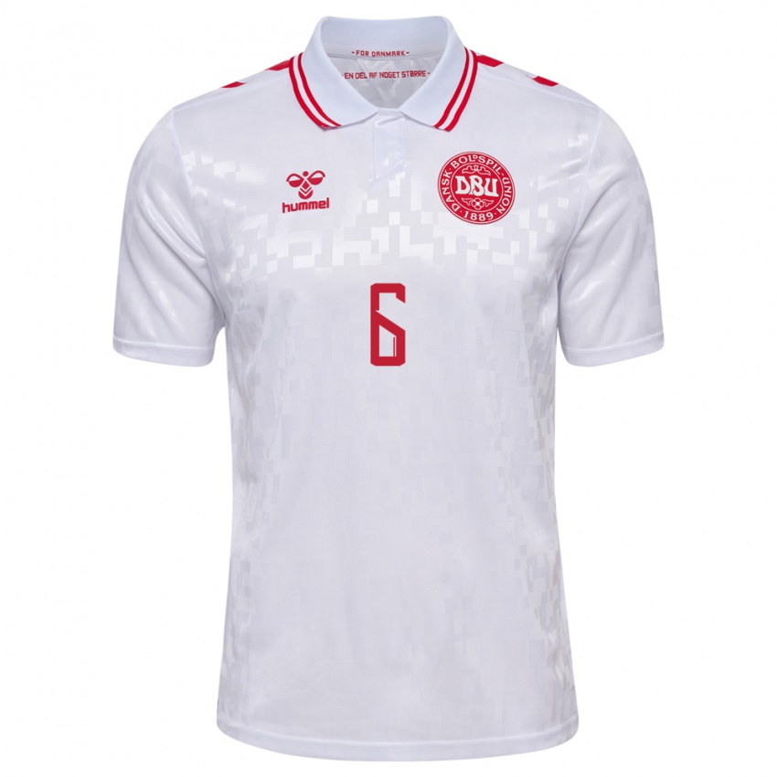 Kinder Dänemark Karen Holmgaard #6 Weiß Auswärtstrikot Trikot 24-26 T-Shirt Österreich
