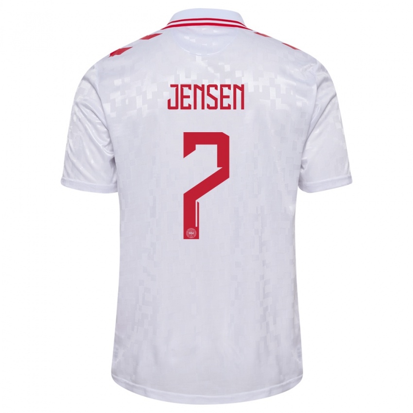 Kinder Dänemark Mathias Jensen #7 Weiß Auswärtstrikot Trikot 24-26 T-Shirt Österreich