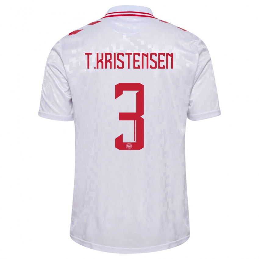 Kinder Dänemark Thomas Kristensen #3 Weiß Auswärtstrikot Trikot 24-26 T-Shirt Österreich