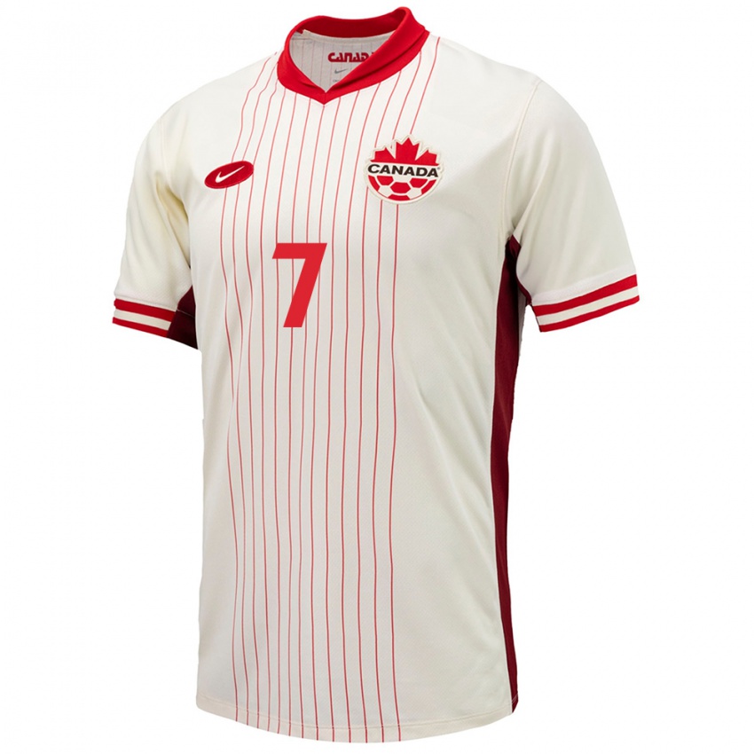 Kinder Kanada Jean Aniel Assi #7 Weiß Auswärtstrikot Trikot 24-26 T-Shirt Österreich