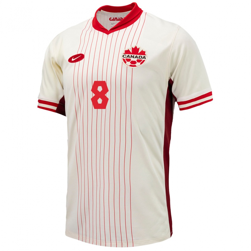 Kinder Kanada Rida Zouhir #8 Weiß Auswärtstrikot Trikot 24-26 T-Shirt Österreich