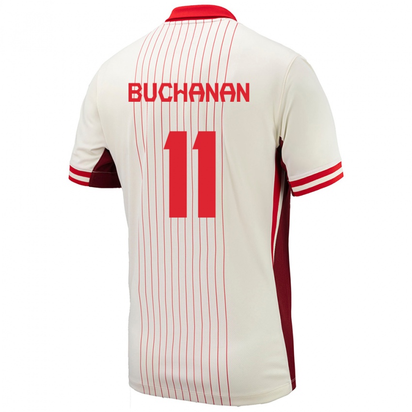 Kinder Kanada Tajon Buchanan #11 Weiß Auswärtstrikot Trikot 24-26 T-Shirt Österreich