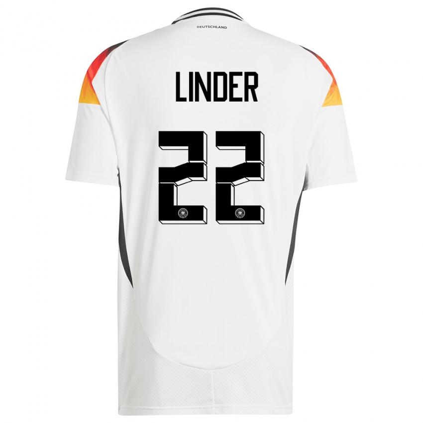 Herren Deutschland Sarai Linder #22 Weiß Heimtrikot Trikot 24-26 T-Shirt Österreich