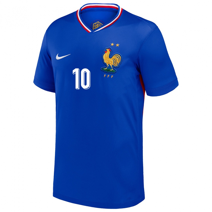 Herren Frankreich Kylian Mbappe #10 Blau Heimtrikot Trikot 24-26 T-Shirt Österreich