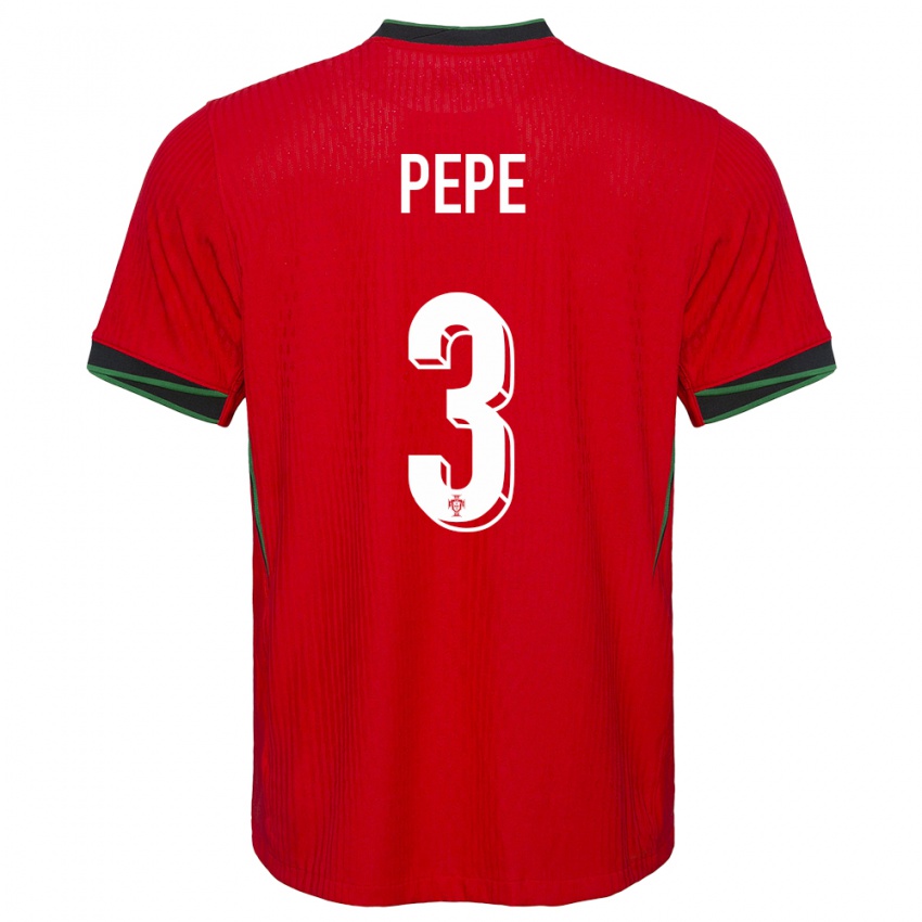 Herren Portugal Pepe #3 Rot Heimtrikot Trikot 24-26 T-Shirt Österreich