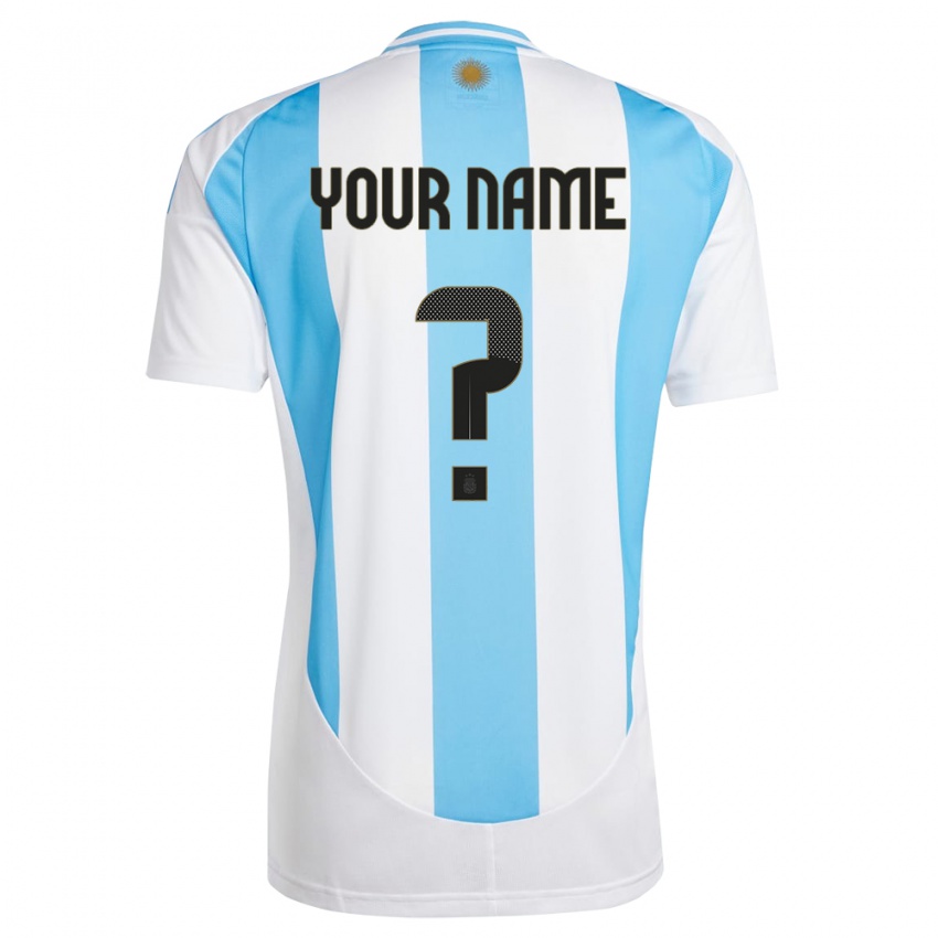 Herren Argentinien Ihren Namen #0 Weiß Blau Heimtrikot Trikot 24-26 T-Shirt Österreich