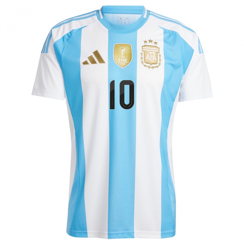Herren Argentinien Lionel Messi #10 Weiß Blau Heimtrikot Trikot 24-26 T-Shirt Österreich