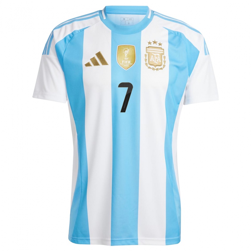 Herren Argentinien Rodrigo De Paul #7 Weiß Blau Heimtrikot Trikot 24-26 T-Shirt Österreich