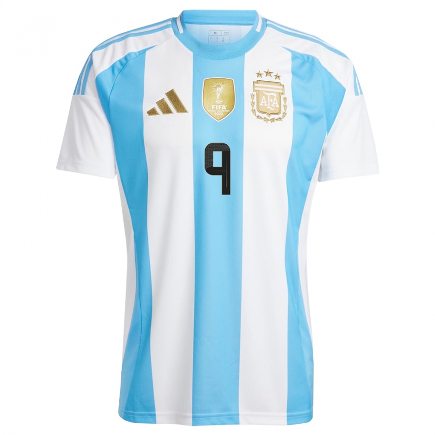 Herren Argentinien Julian Alvarez #9 Weiß Blau Heimtrikot Trikot 24-26 T-Shirt Österreich