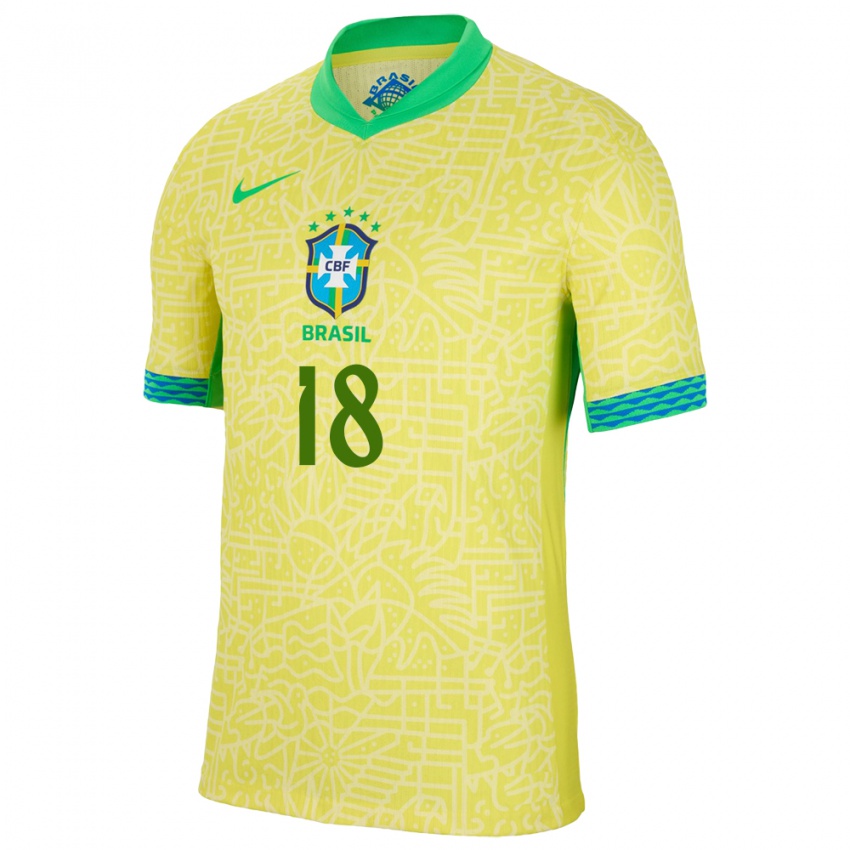 Herren Brasilien Antony #18 Gelb Heimtrikot Trikot 24-26 T-Shirt Österreich