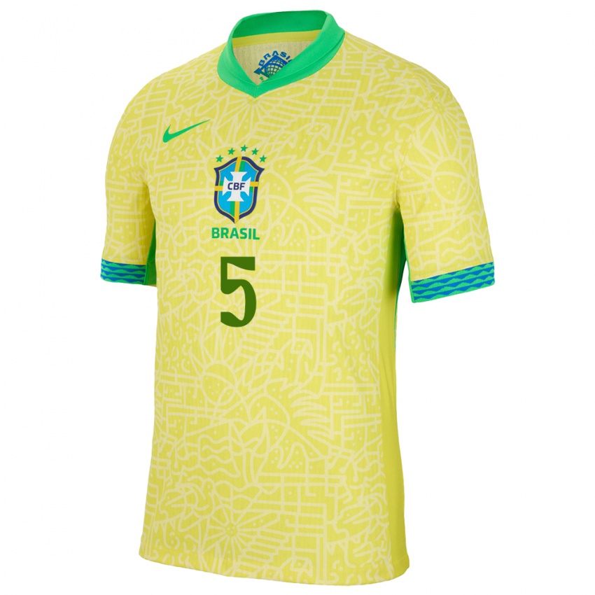 Herren Brasilien Casemiro #5 Gelb Heimtrikot Trikot 24-26 T-Shirt Österreich